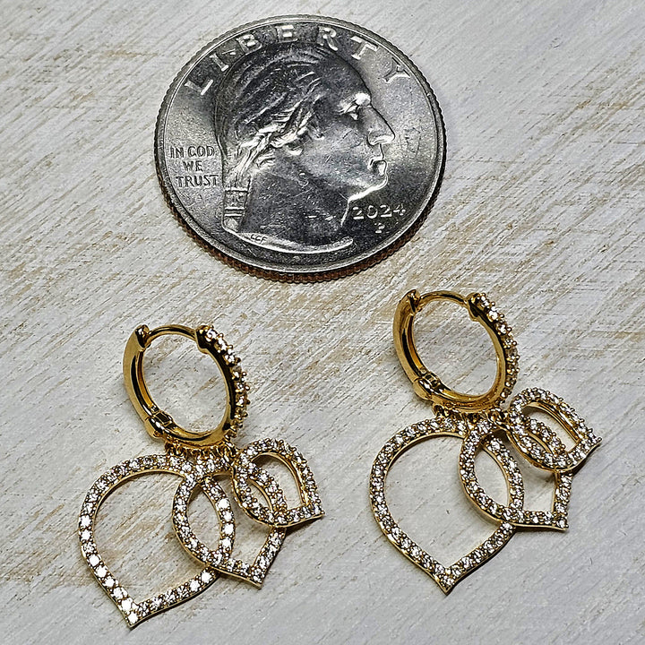 Sylvie Héritage Shell Triple Dangle Diamond Earrings 14k Yellow Gold .72ctw
