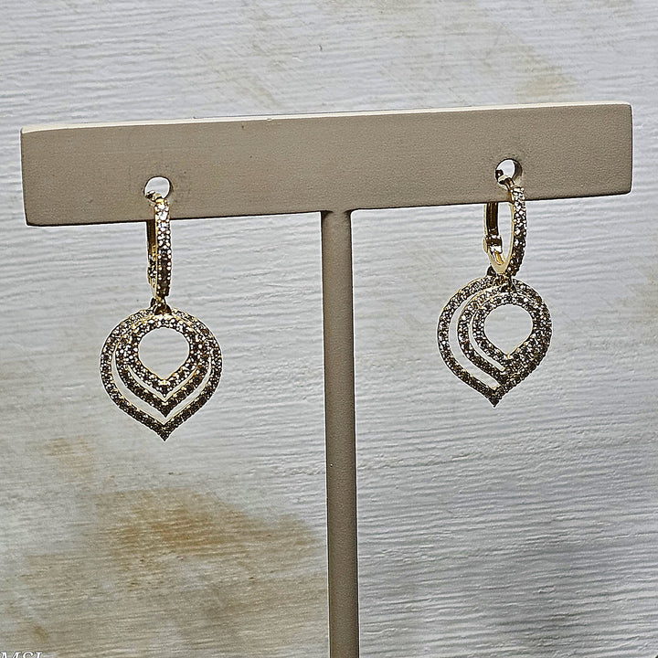 Sylvie Héritage Shell Triple Dangle Diamond Earrings 14k Yellow Gold .72ctw