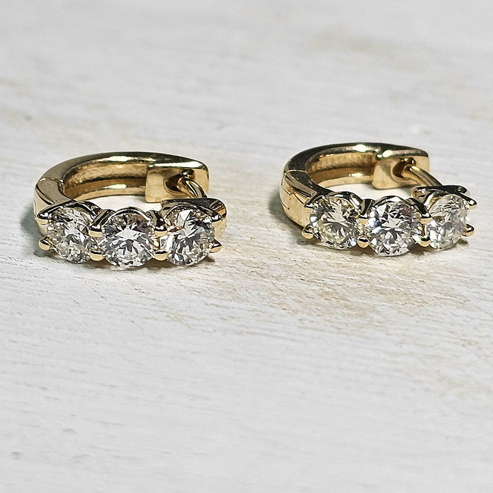 14k Yellow Gold Huggie Hoop Diamond Earrings .97ctw