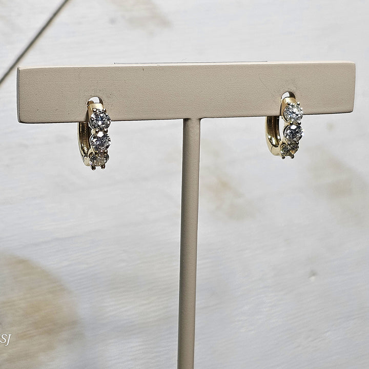 14k Yellow Gold Huggie Hoop Diamond Earrings .97ctw