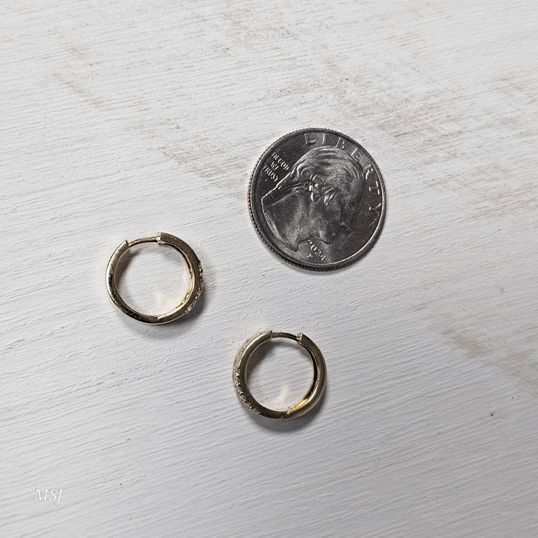 14k Yellow Gold .44ctw Huggie Hoop Earrings