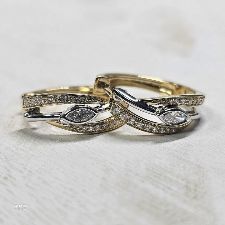 14k Two Tone .50ctw Unique Diamond Hoops