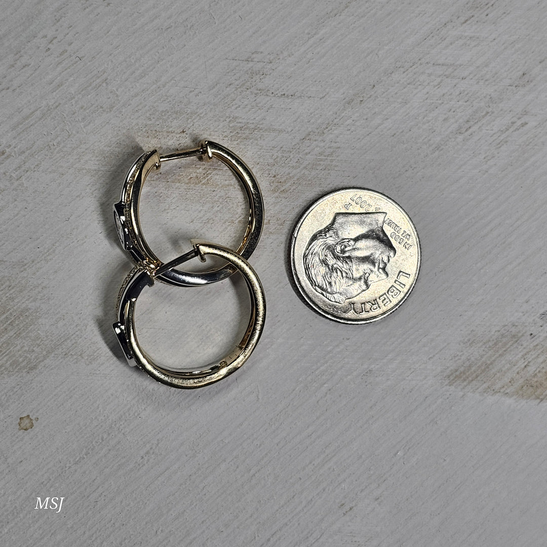 14k Two Tone .50ctw Unique Diamond Hoops