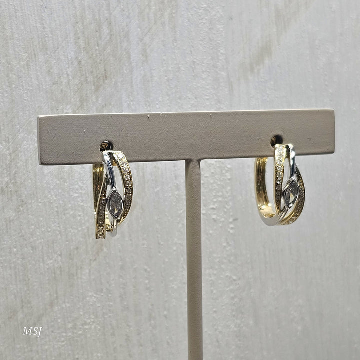 14k Two Tone .50ctw Unique Diamond Hoops