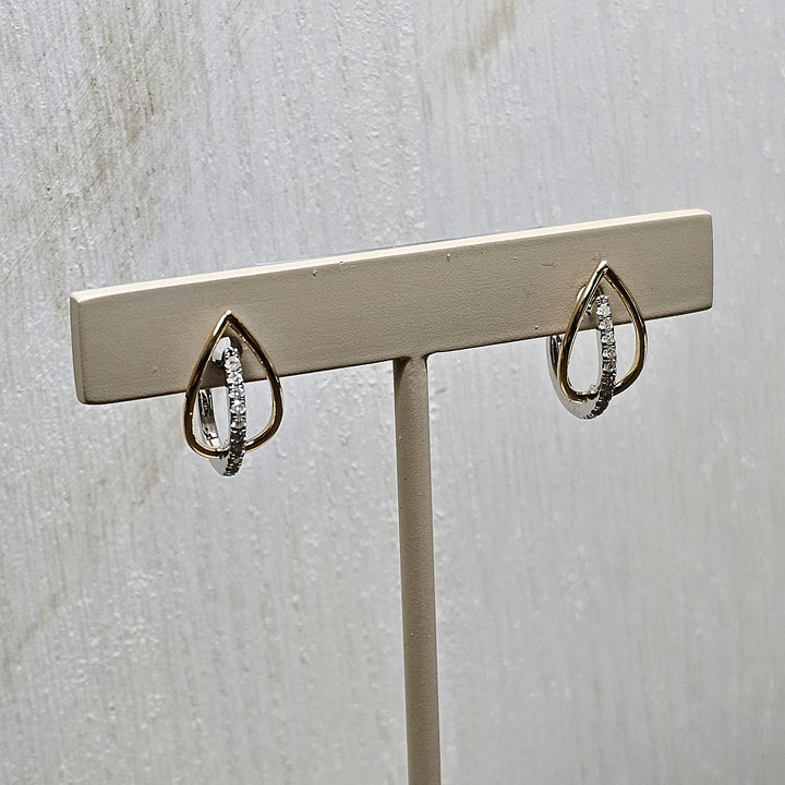 10k Two Tone .13ctw Huggie Hoop Earrings