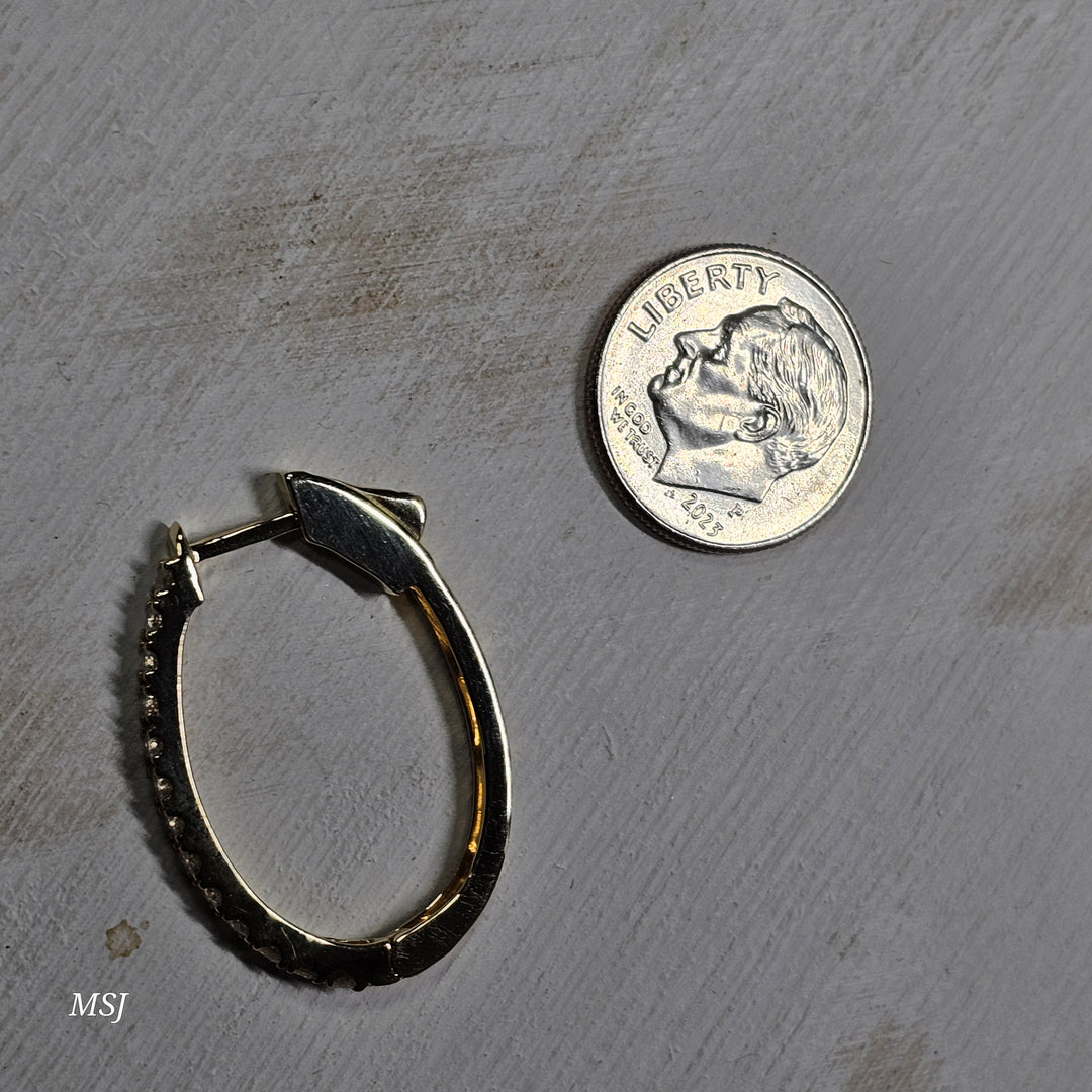 14k Yellow Gold 1ctw Diamond Hoop Earrings