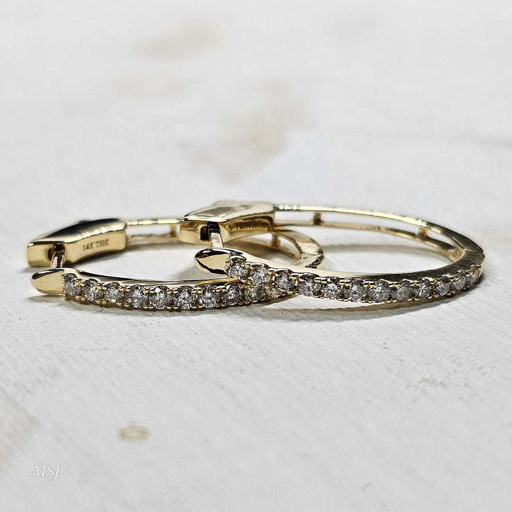 14k Yellow Gold .50ctw Diamond Hoop Earrings