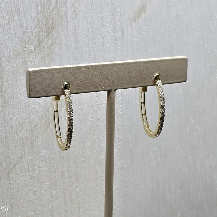 14k Yellow Gold .50ctw Diamond Hoop Earrings