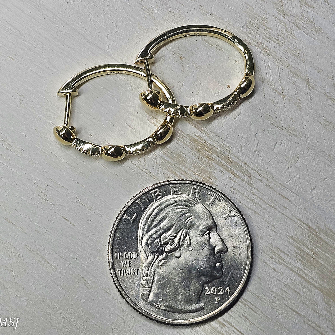 10k Yellow Gold .10ctw Diamond Fashion Hoop Earrings