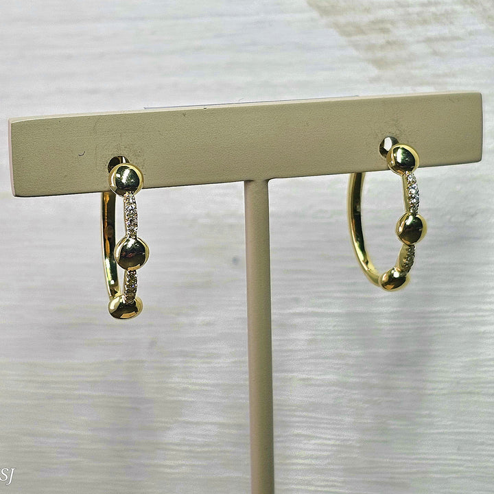 10k Yellow Gold .10ctw Diamond Fashion Hoop Earrings