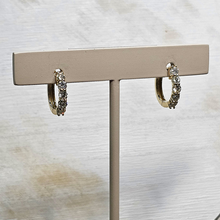 14k Yellow Gold Diamond Huggie Hoop Earrings .59ctw