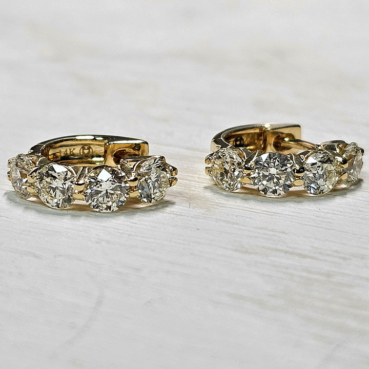 14k Yellow Gold Small Diamond Hoop Earrings 2.44ctw