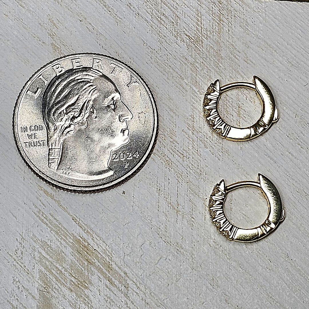 14k Yellow Gold Diamond Huggie Hoop Earrings .30ctw
