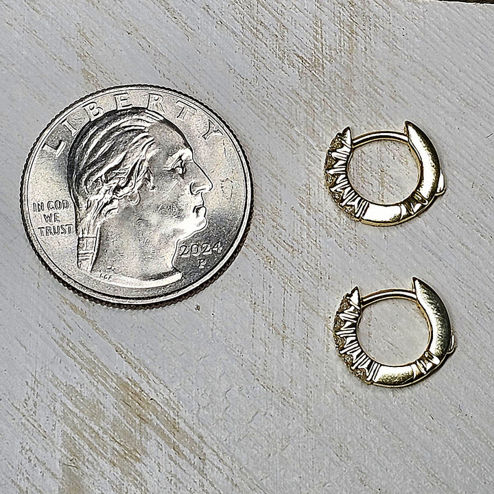 14k Yellow Gold Diamond Huggie Hoop Earrings .30ctw