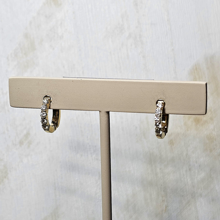 14k Yellow Gold Diamond Huggie Hoop Earrings .30ctw