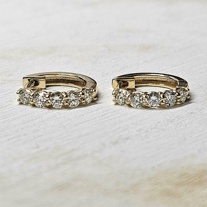 14k Yellow Gold Small Diamond Hoops .52ctw