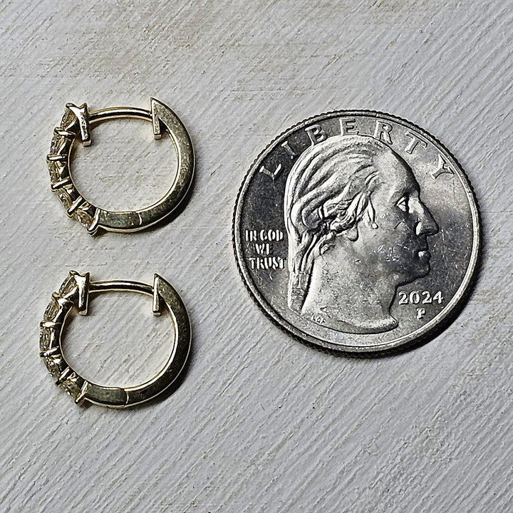 14k Yellow Gold Small Diamond Hoops .52ctw