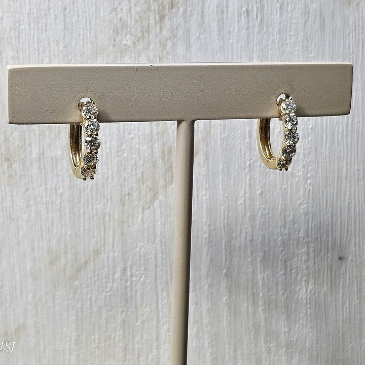 14k Yellow Gold Small Diamond Hoops .52ctw