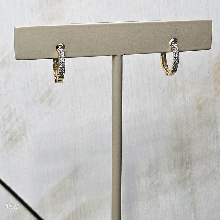 10k Yellow Gold .12ctw Huggie Diamond Hoops