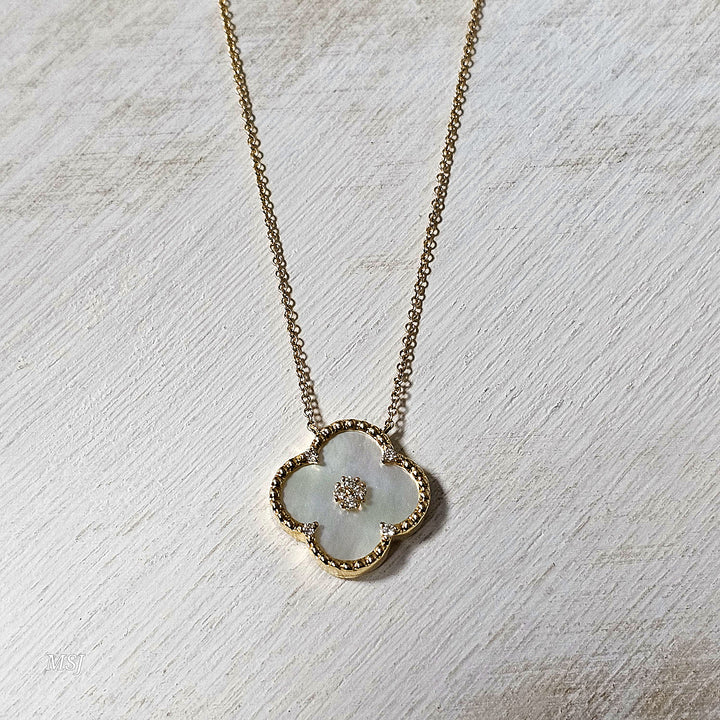 14k Yellow Gold .06ct Clover Fashion Diamond Pendant