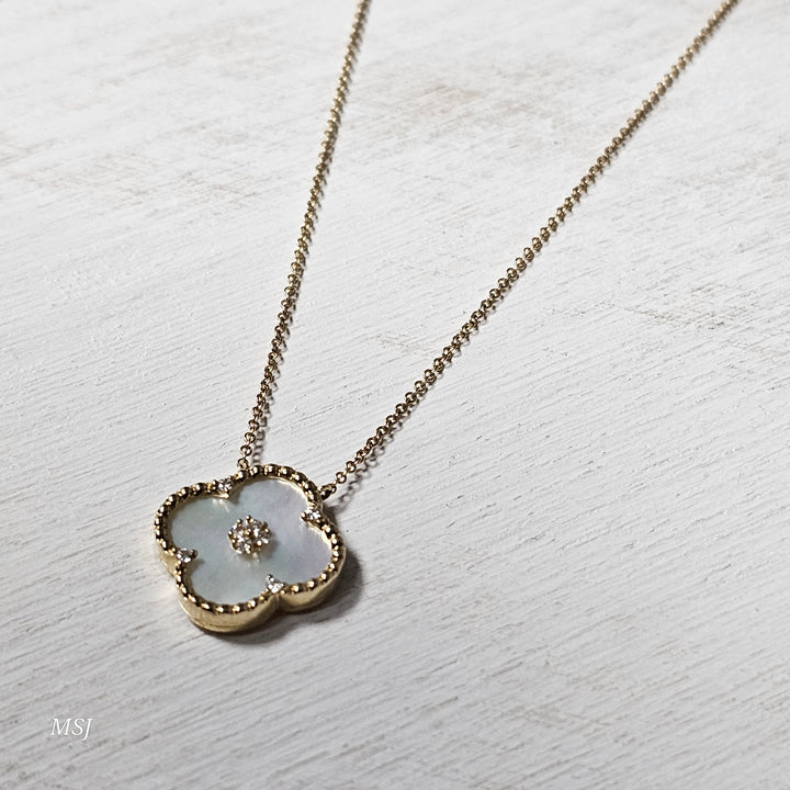 14k Yellow Gold .06ct Clover Fashion Diamond Pendant
