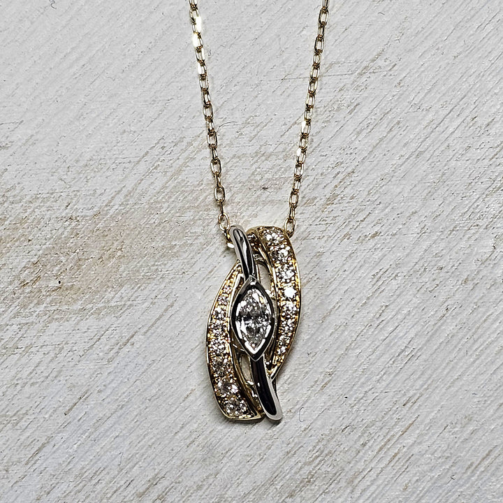 14k Two Tone .50ctw Diamond Pendant