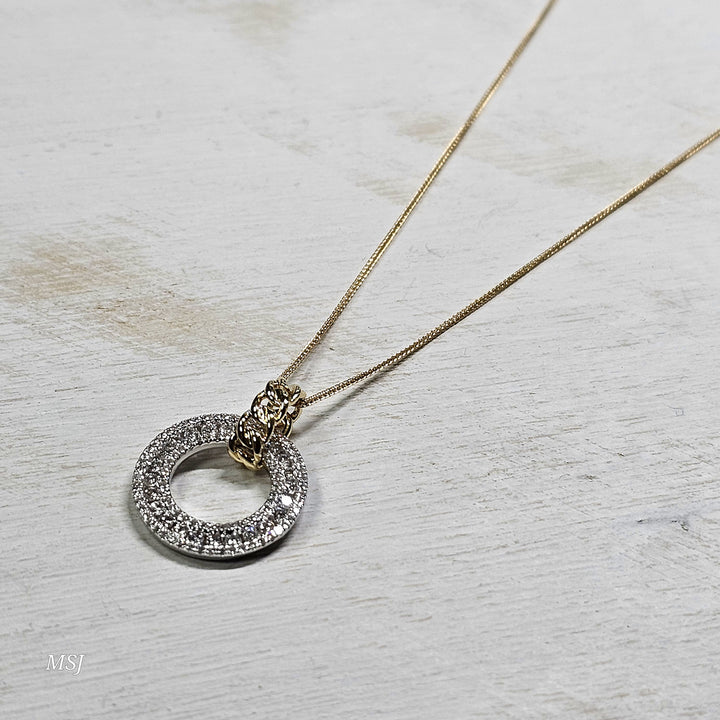 14k Yellow Gold .50ctw Diamond Circle Pendant