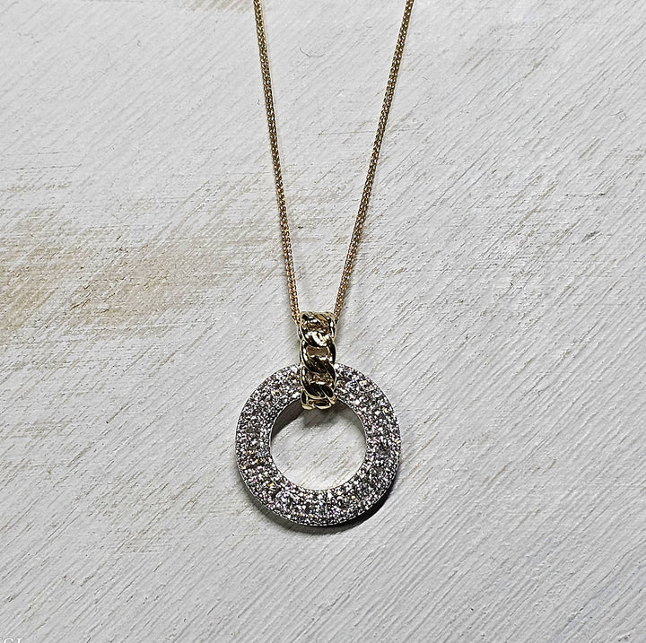 14k Yellow Gold .50ctw Diamond Circle Pendant