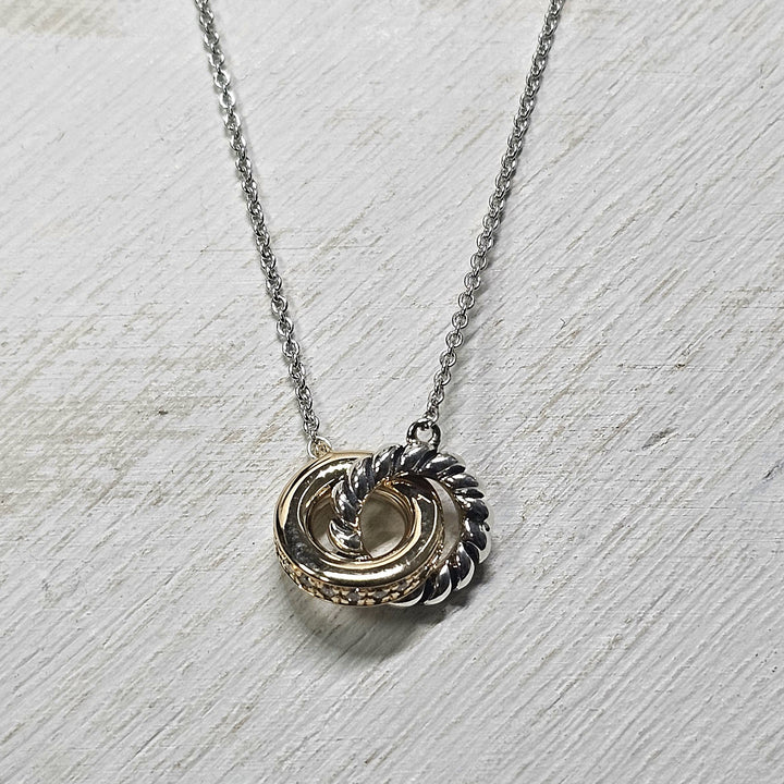 14k and Sterling Interlocking Wedding Band Pendant