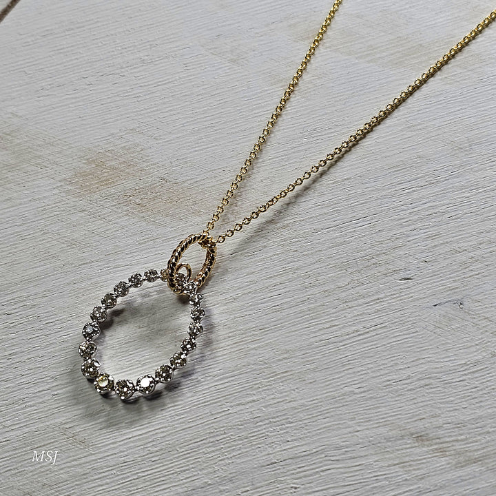 14k Two Tone .79ctw Diamond Pendant
