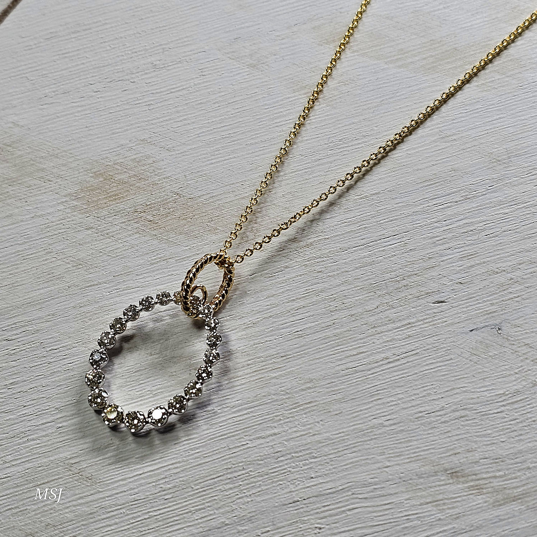 14k Two Tone .79ctw Diamond Pendant