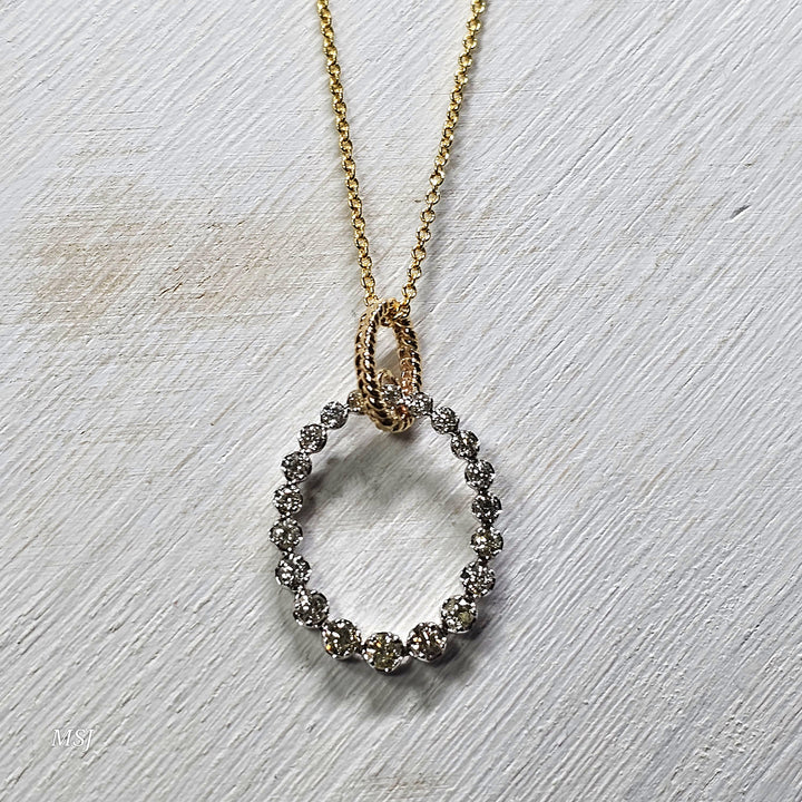 14k Two Tone .79ctw Diamond Pendant