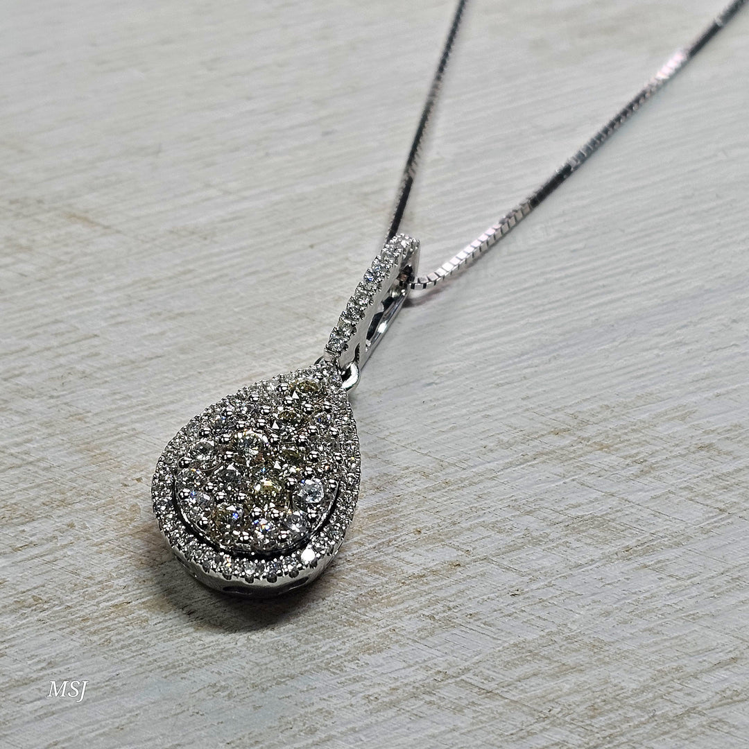 14k White Gold 1.43ctw Pear Shaped Diamond Pendant