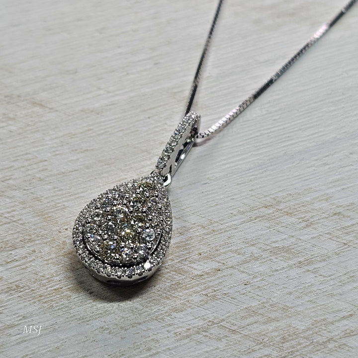 14k White Gold 1.43ctw Pear Shaped Diamond Pendant