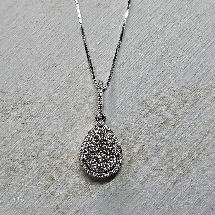 14k White Gold 1.43ctw Pear Shaped Diamond Pendant