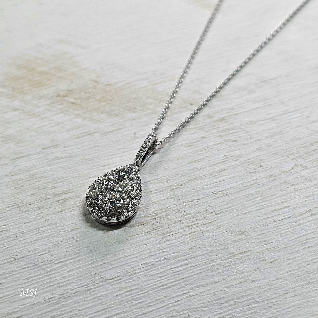 10k White Gold .65ctw Pear Shaped Diamond Pendant