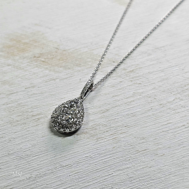10k White Gold .65ctw Pear Shaped Diamond Pendant