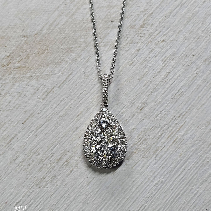 10k White Gold .65ctw Pear Shaped Diamond Pendant