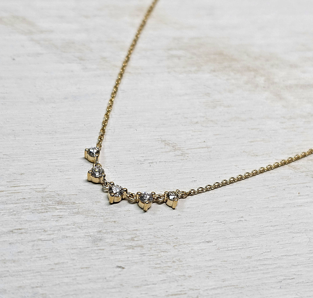 14kt Yellow Gold .31ct 5 Station Necklace