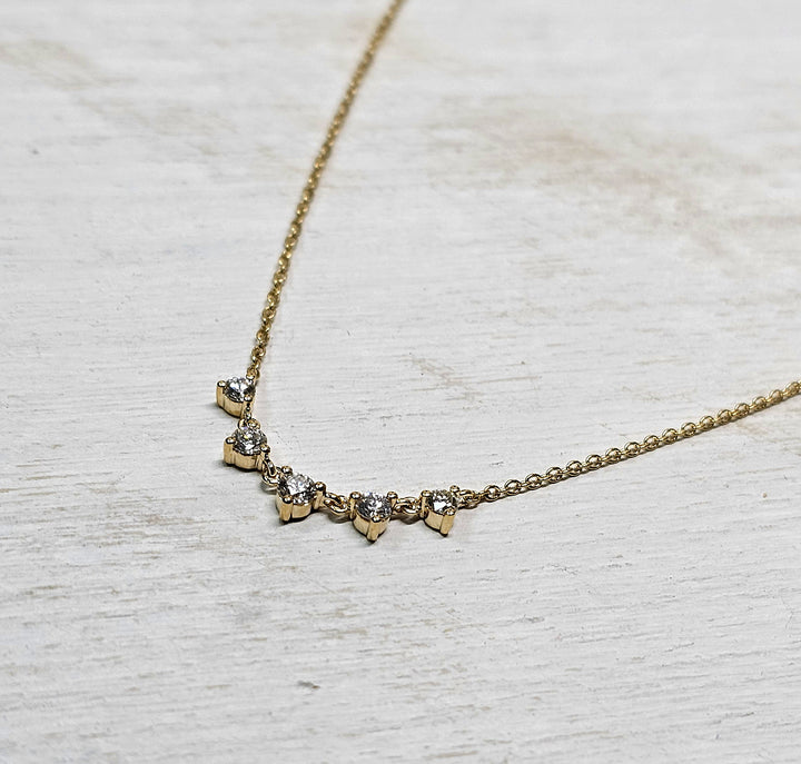 14kt Yellow Gold .31ct 5 Station Necklace
