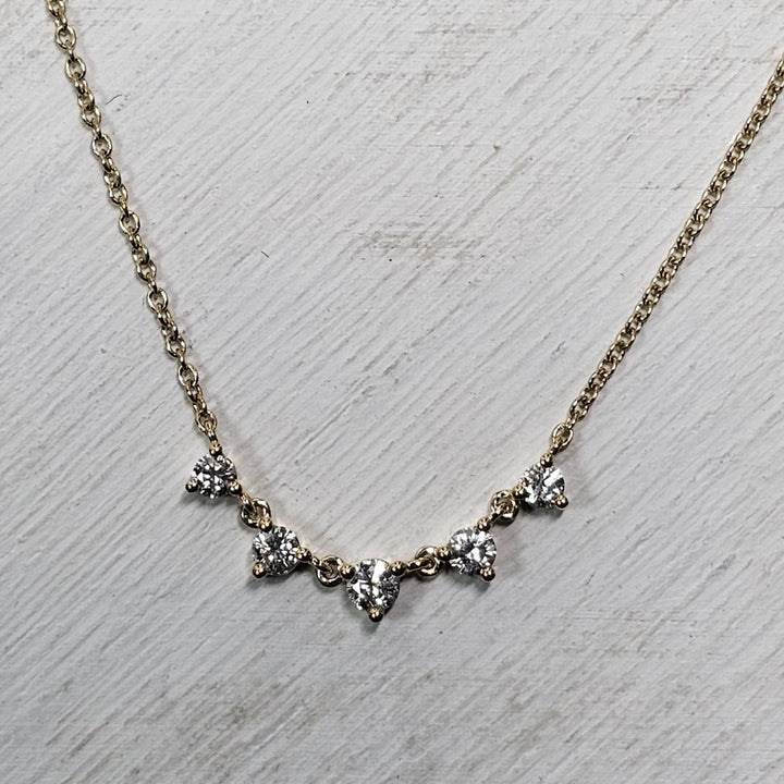 14kt Yellow Gold .31ct 5 Station Necklace