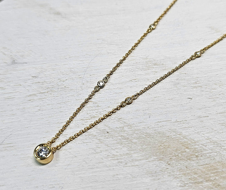 14kt Yellow Gold .20ctw Bezel Set Diamond Necklace