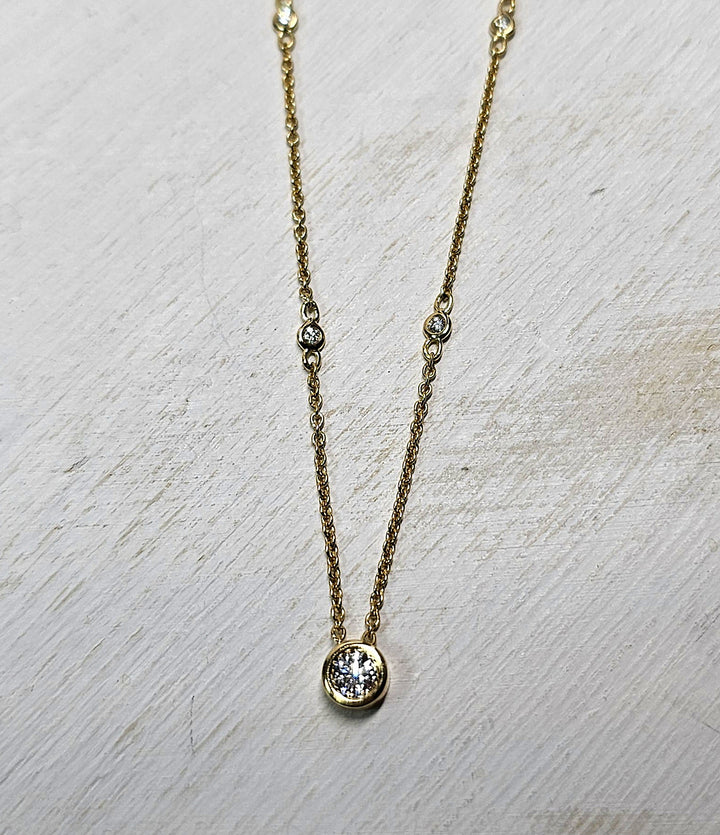 14kt Yellow Gold .20ctw Bezel Set Diamond Necklace
