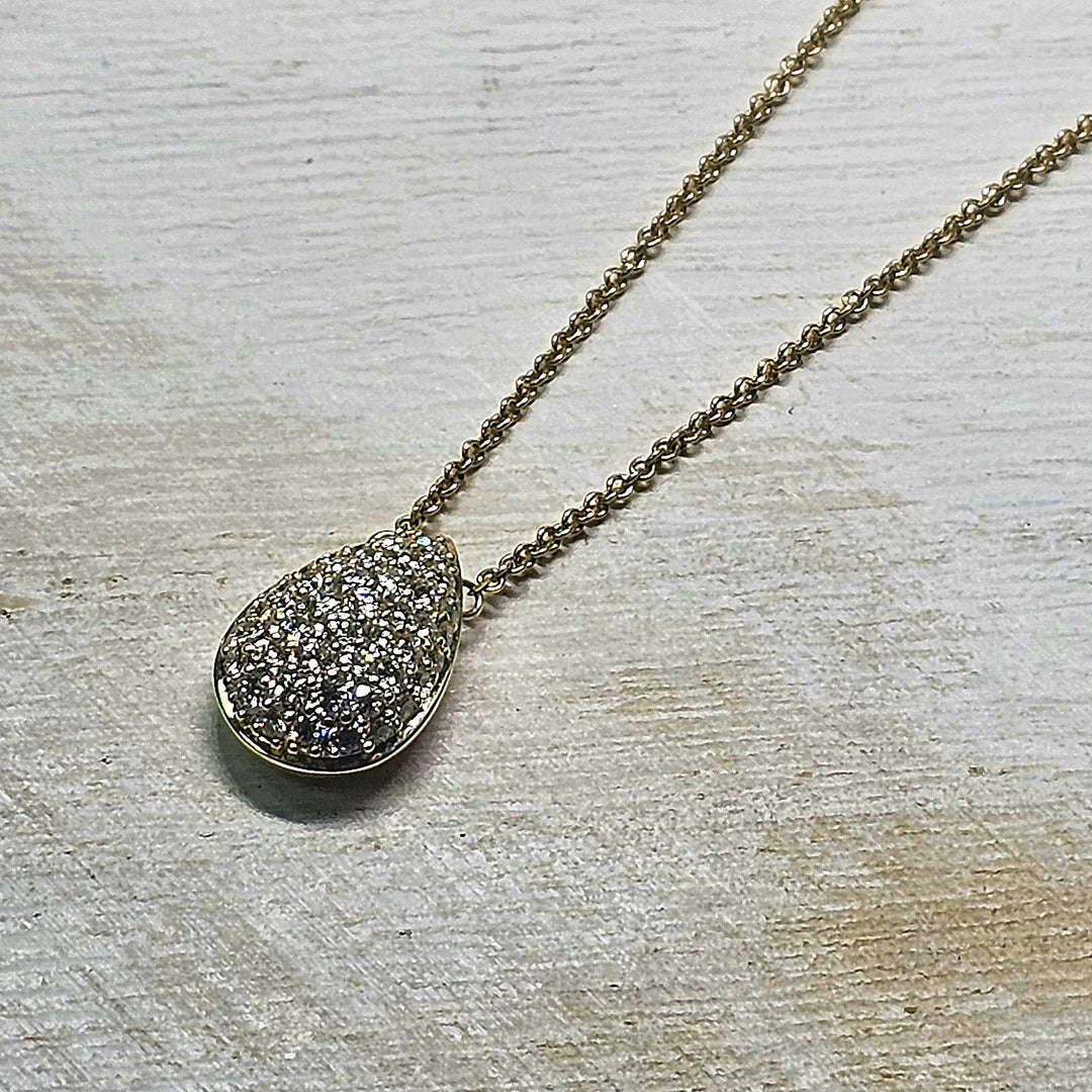 10k Yellow Gold .50ctw Diamond Cluster Pear Shape Pendant