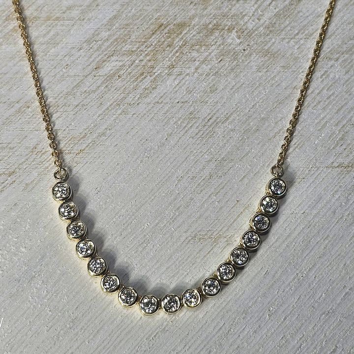 14k Yellow Gold .50ctw Bezel Set Round Diamond Necklace
