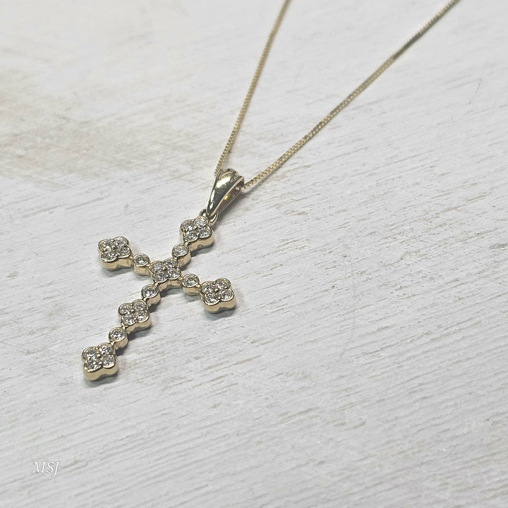 10k Yellow Gold .17ctw Diamond Cross Pendant