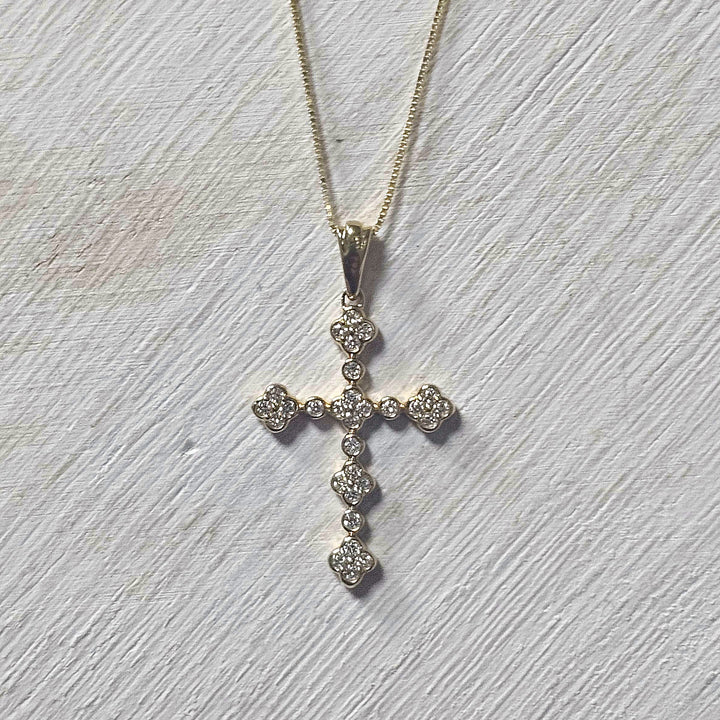 10k Yellow Gold .17ctw Diamond Cross Pendant