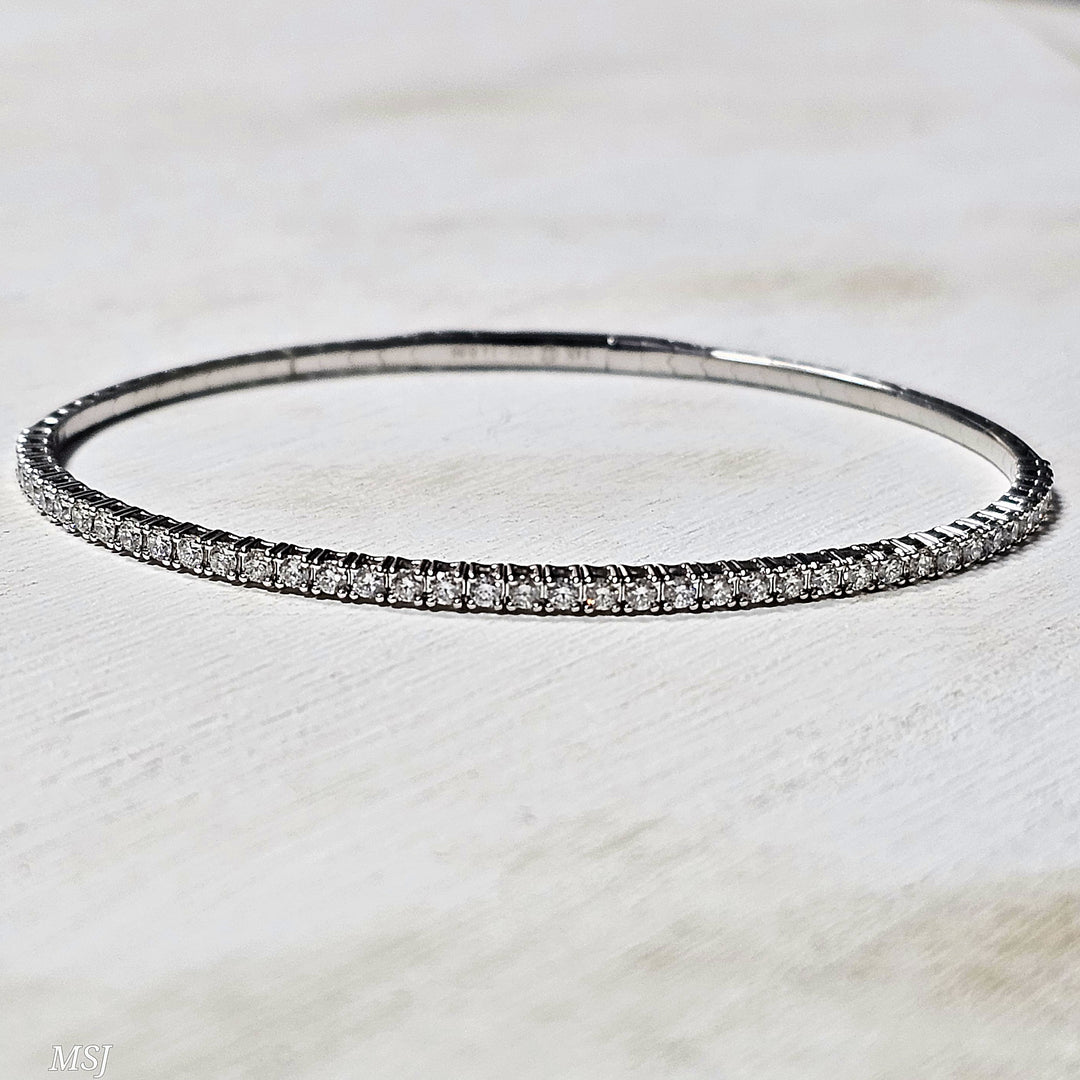 14k White Gold Diamond Flex Bangle 1.00ctw