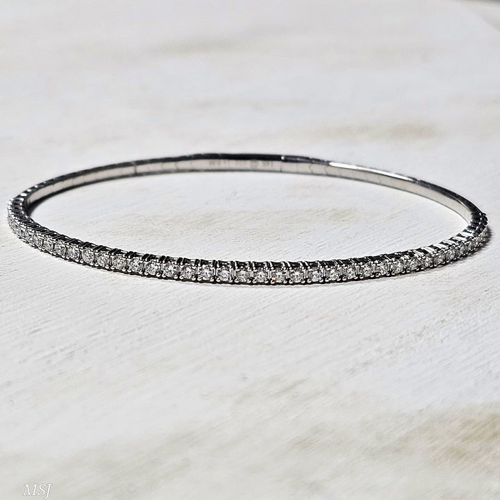 14k White Gold Diamond Flex Bangle 1.00ctw