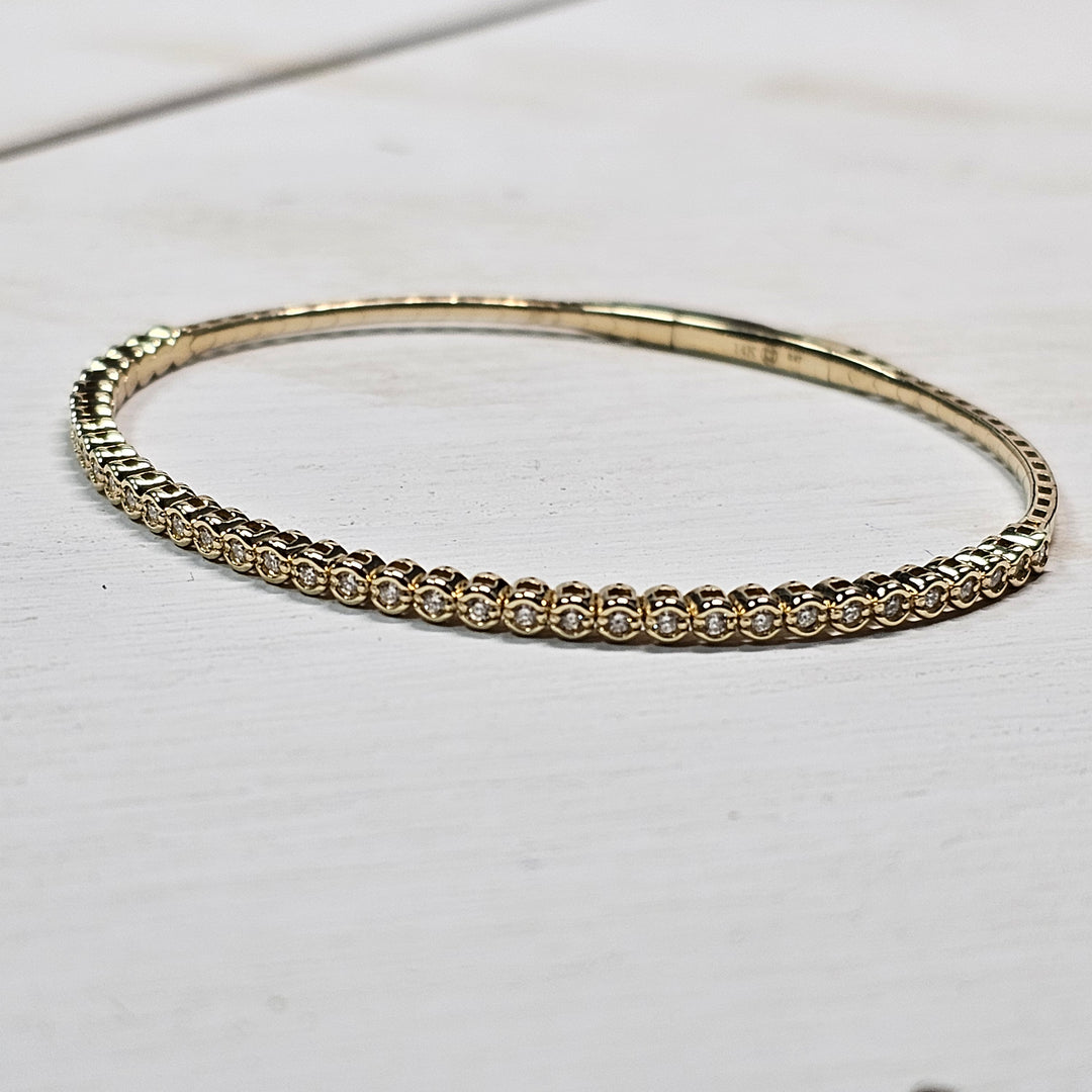 14k Yellow Gold .47ctw Diamond Flex Bangle